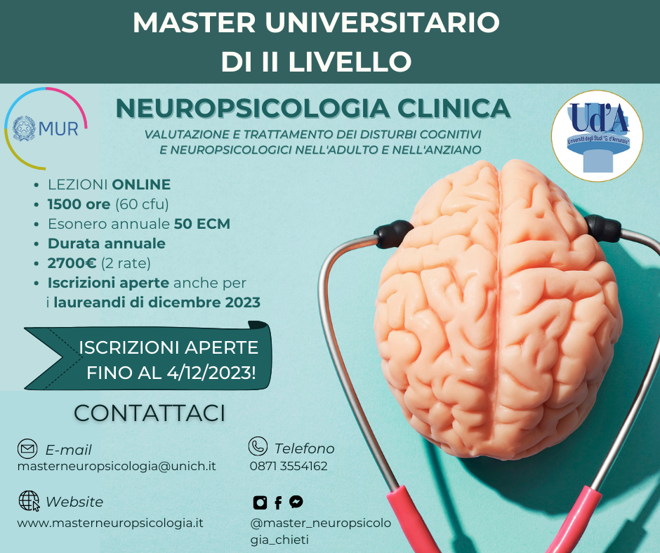 Master universitario di ii livello in neuropsicologia clinica