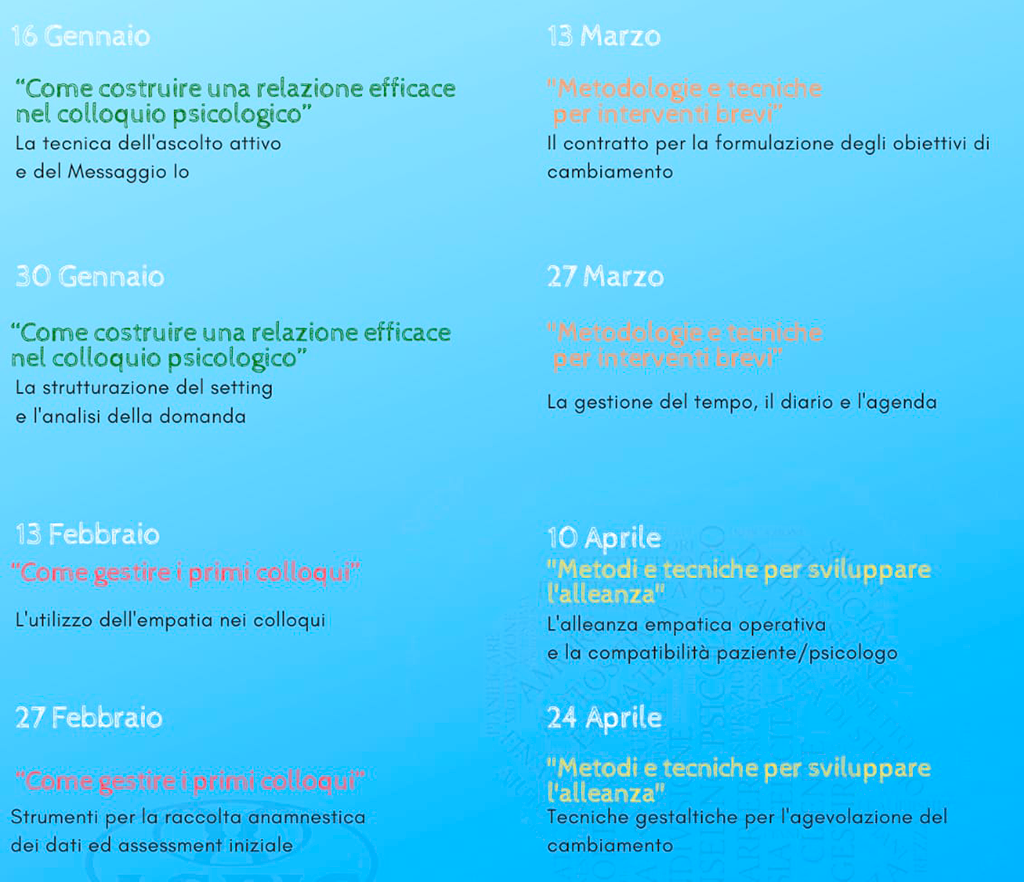 programma Counseling psicologico e avviamento alla professione di psicologo