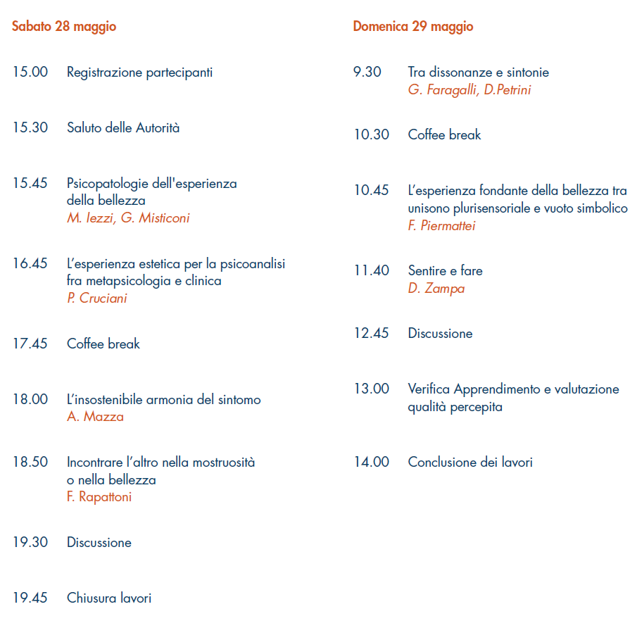 Programma L’esperienza della bellezza fra desiderio e repressione