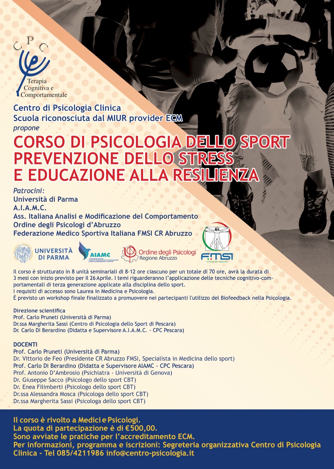 Corso di psicologia dello sport, tecniche corporee, prevenzione dello stress e educazione alla resilienza