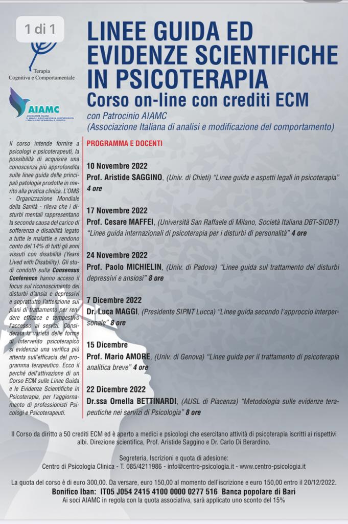 Linee guida ed evidenze scientifiche in psicoterapia
