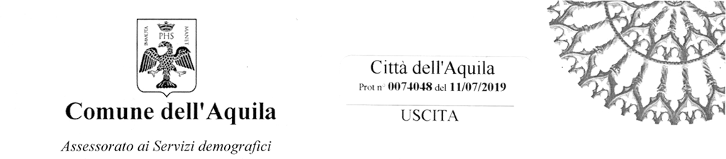 Servizio "Anagrafe on line" per i professionisti residenti nel Comune dell' Aquila